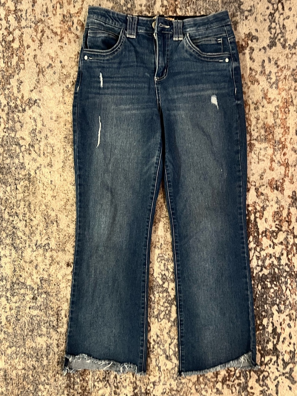 Democracy Ab Solution Cropped Kick Flare Jeans Fray Hem Size 8” with 26” Inseam